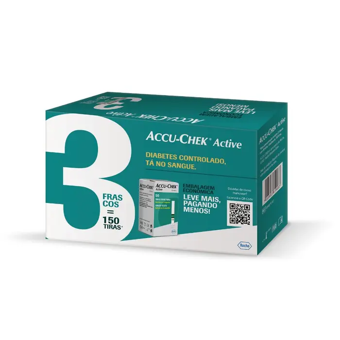 Tira de Teste de Glicose Active 3 Caixas com Cada Accu-Chek 50x50un