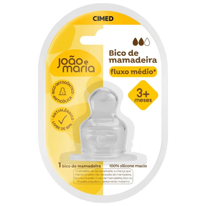 Bico de Mamadeira Fluxo Medio 3+ Meses Joao e Maria