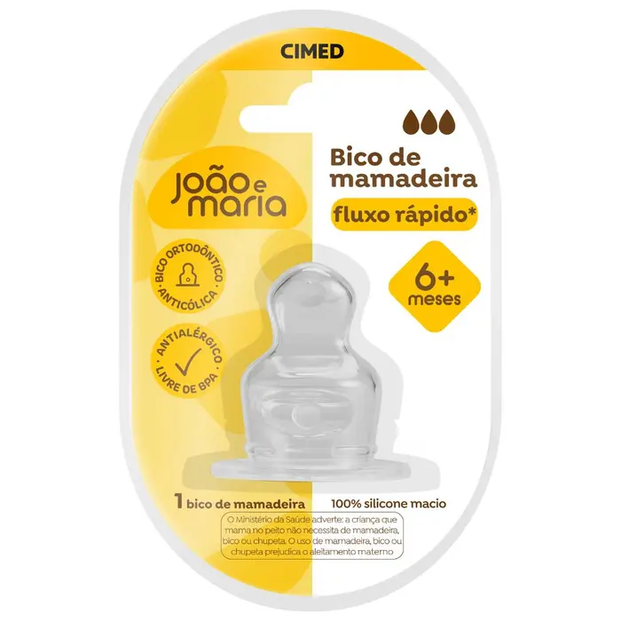 Bico de Mamadeira Fluxo Rapido 6+ Meses Joao e Maria
