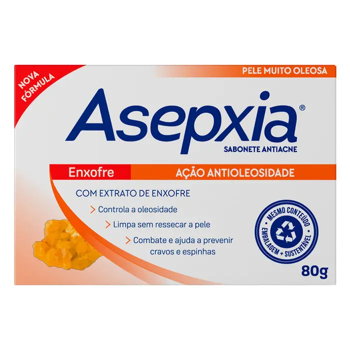 Sabonete Facial Enxofre Antiacne e Antioleosidade Asepxia 80g