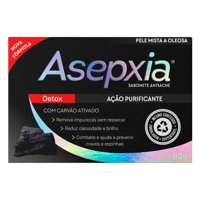 Sabonete Facial Antiacne Carvão Detox Asepxia 80g