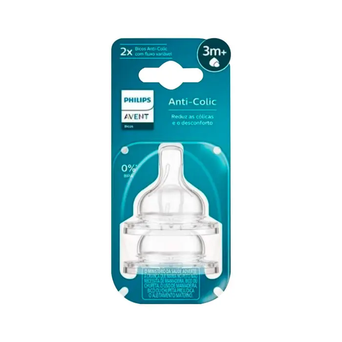 Bico para Mamadeira Avent Anti Colic 3m+ Fluxo Variavel com Philips Avent 2x2un