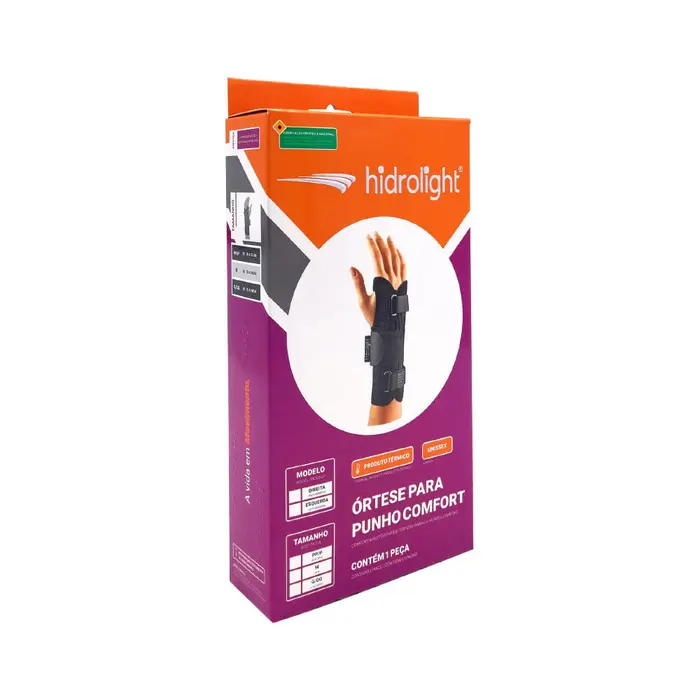 Ortese de Punho Comfort Tamanho M Direito Preto Hidrolight