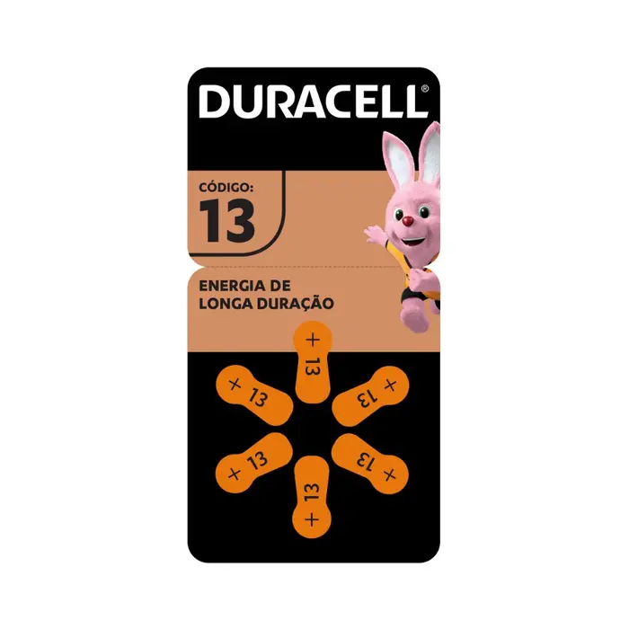 Pilha Auditiva Codigo 13 com Duracell 6x6un