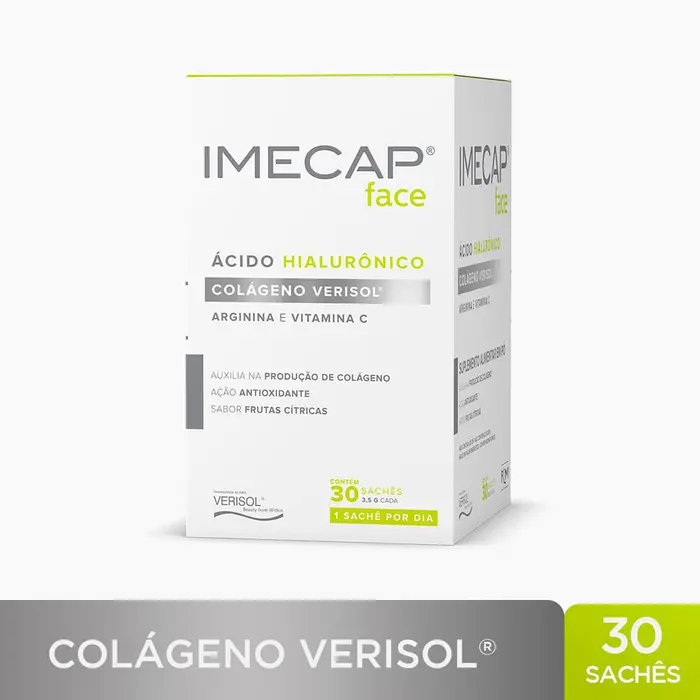 Face 30 Sachês Colágeno Hidrolisado Verisol e Ácido Hialurônico Imecap