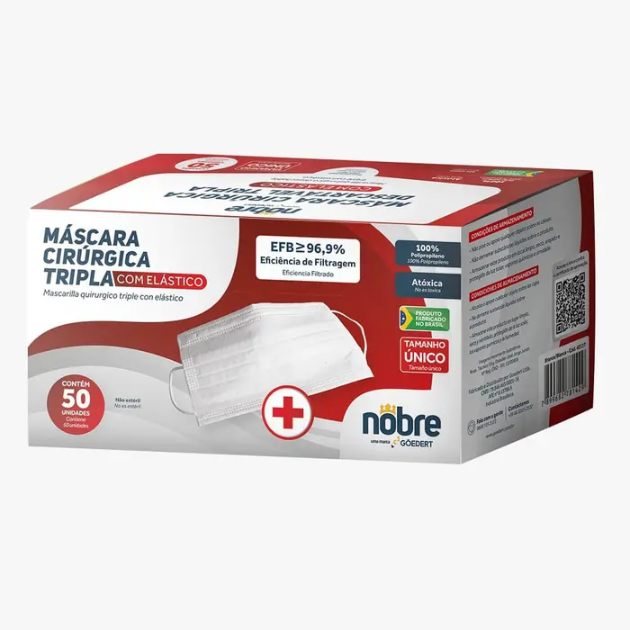 Mascara Tripla com Elastico Branca Nobre