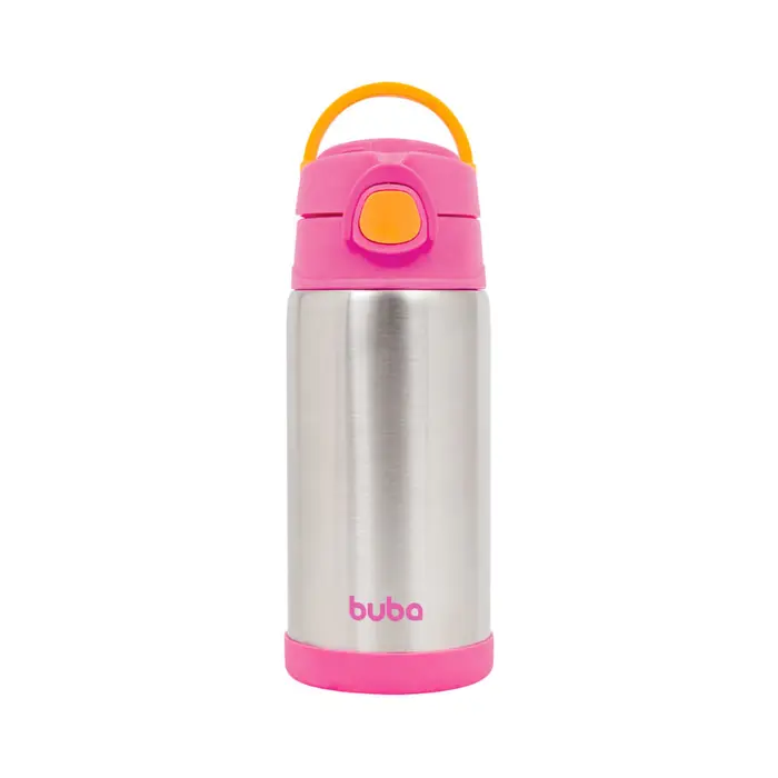 Copo Termico Parede com Canudo Rosa Buba 400ml