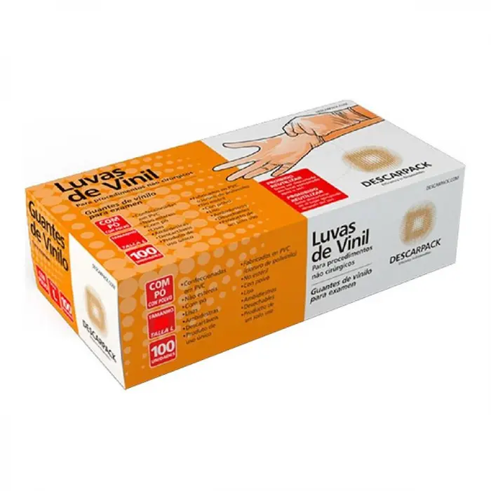 Luva Vinil M com com Talco Descarpack 100x100un