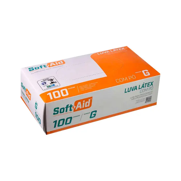 Luva com com Po Latex Soft Aid 100x100g