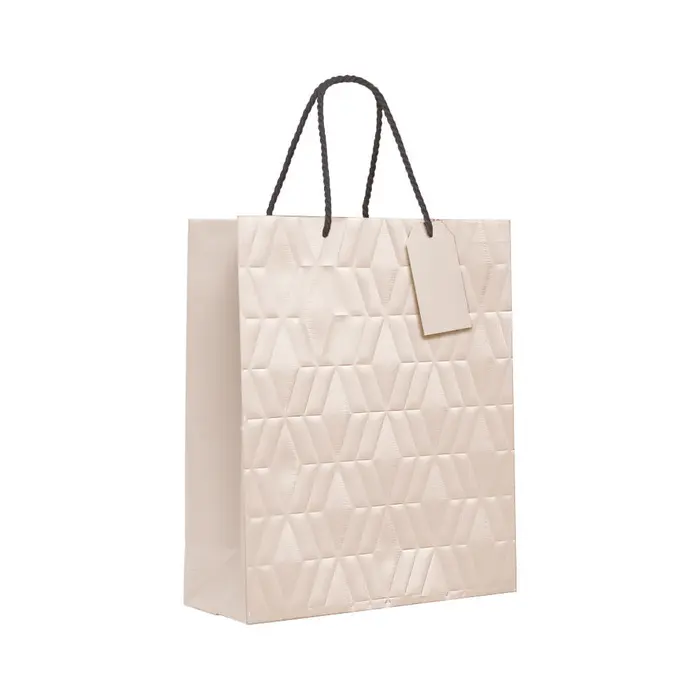 Sacola com Relevo Marfim M 26x31x10 com Premium Cromus 26x1un