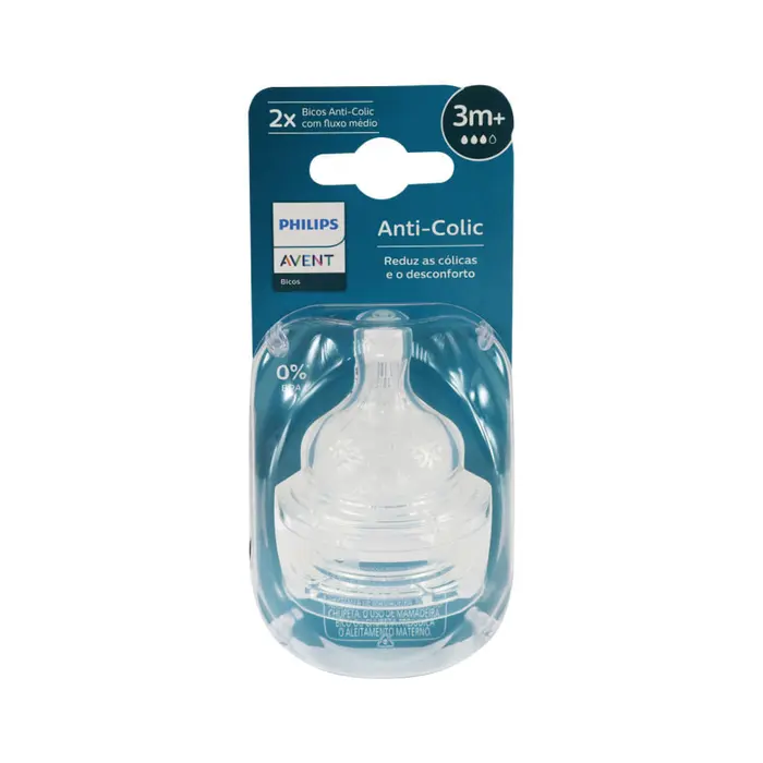 Bico Mamadeira Avent Anti Colic com Fluxo Médio 3m+ Philips Avent