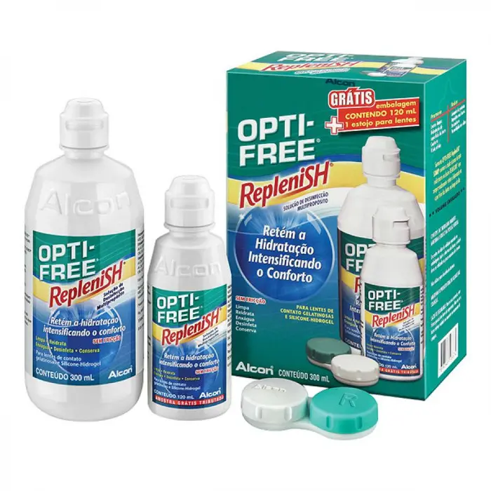 Replenish Solução + + Estojo para Lentes Opti Free 300ml