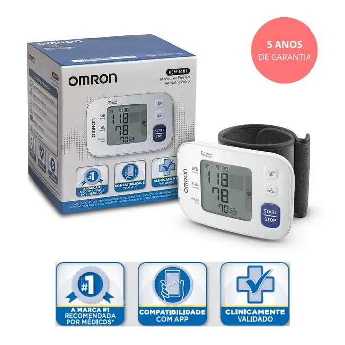 Aparelho Pressao Digital Automatico Pulso Hem6181 Omron