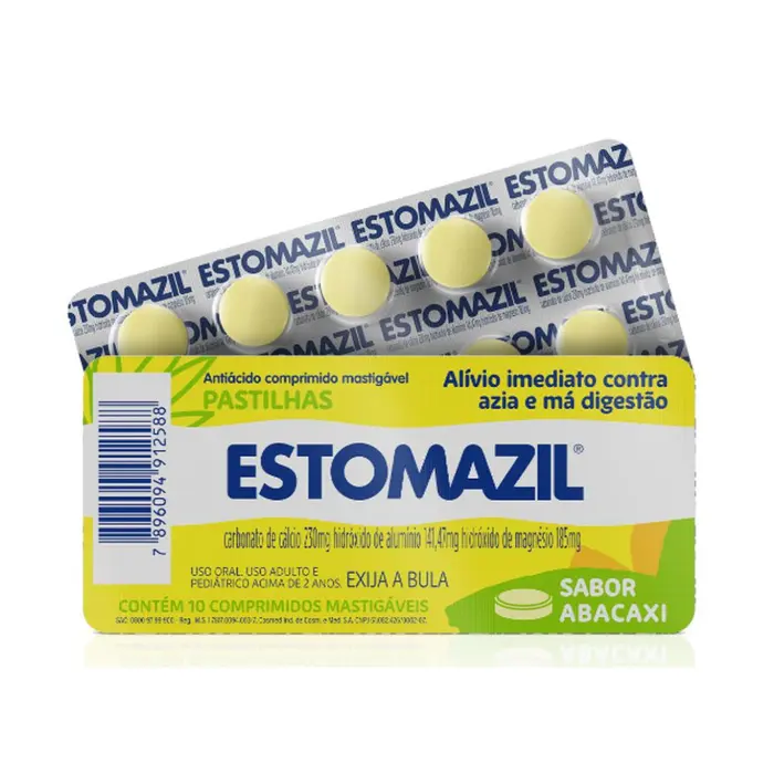 Antiácido em Pastilha Abacaxi 10 Comprimidos Mastigáveis Estomazil