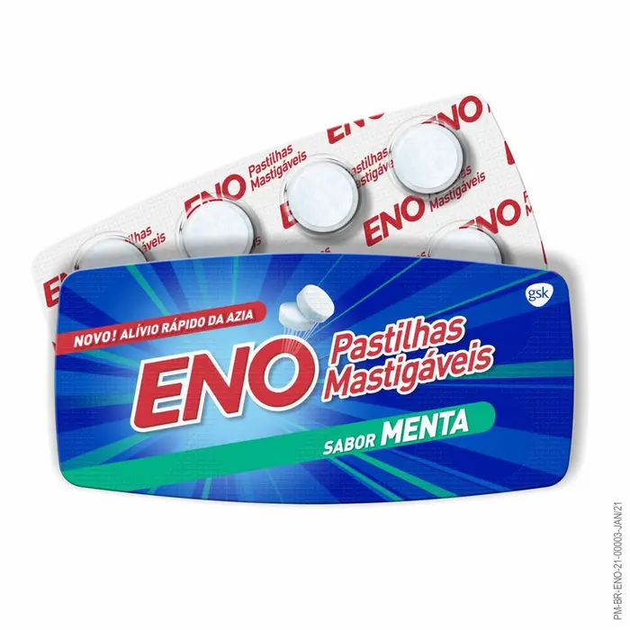 Pastilhas Mastigáveis Sabor Menta, Alívio Rápido Contra Azia, 8 Pastilhas Eno