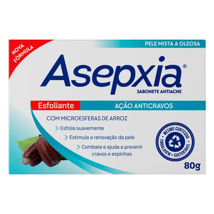Sabonete Facial Esfoliante Antiacne e Anticravos Asepxia 80g