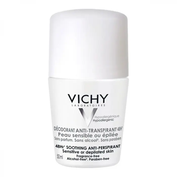 Deo Desodorante Antitranspirante Roll On Pele Sensível 48h sem Perfume Vichy 50ml