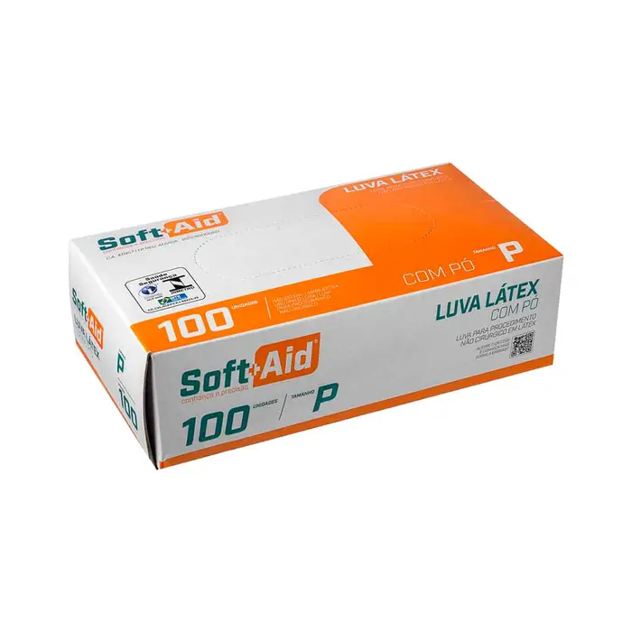 Luva Latex P com com Po Soft Aid 100x100un