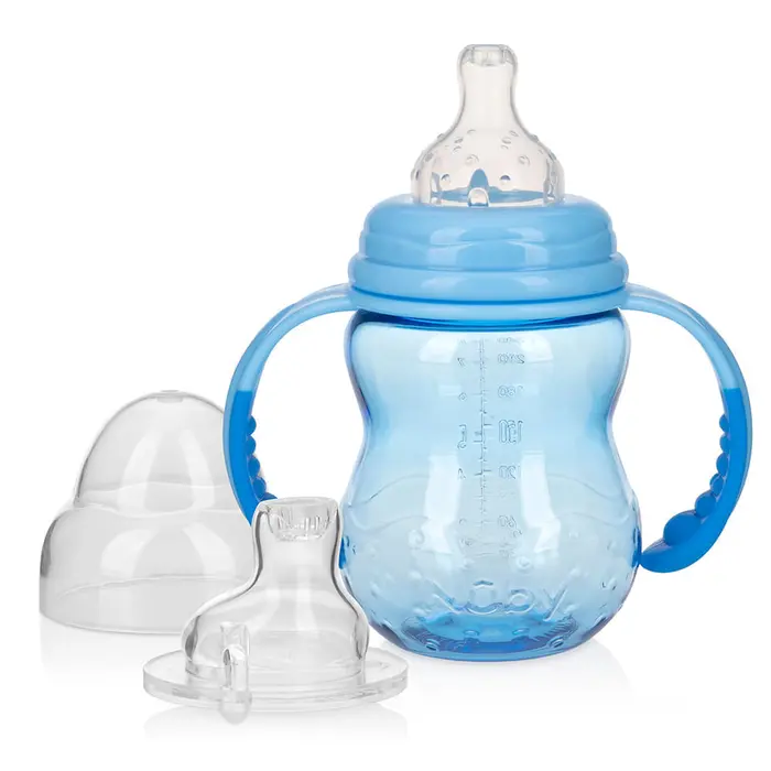 Copo de Transicao 3 em 1 com Bico de Silicone Azul Nuby 240ml