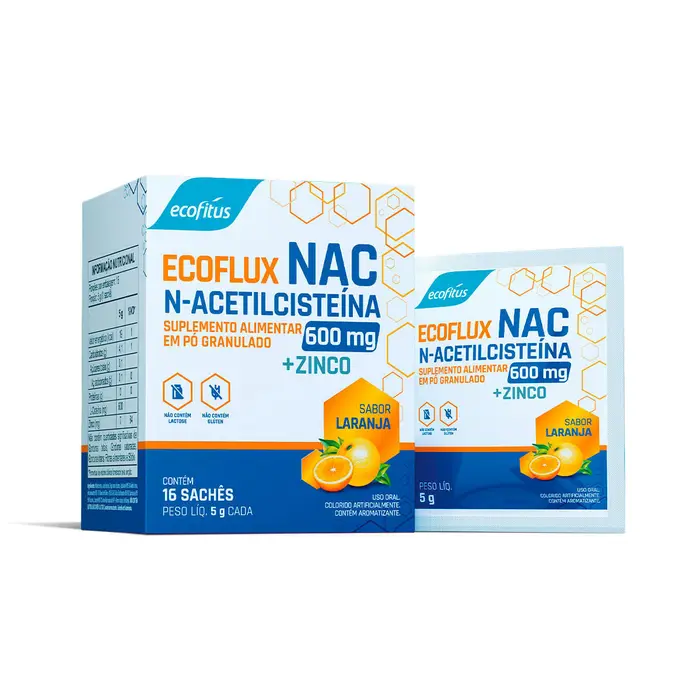 Ecoflux Acetilcisteina + Zinco Saches de Laranja Ecofitus 16x5g