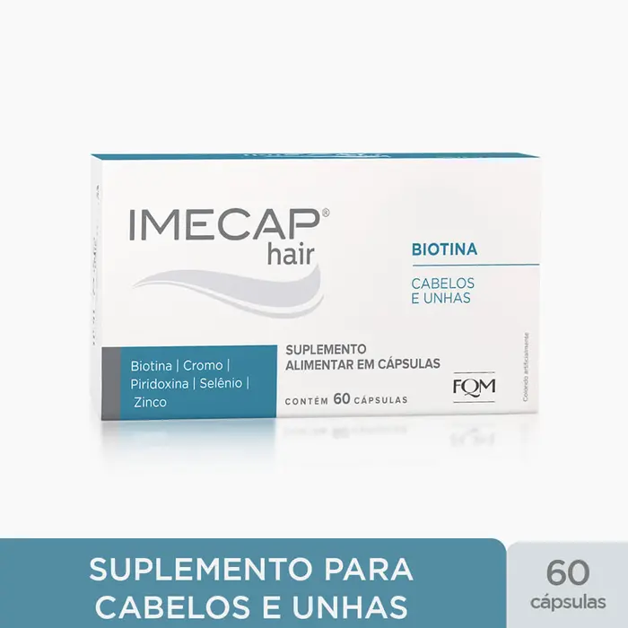 Hair 60 Cápsulas Vitaminas para Cabelos e Unhas com Biotina Imecap