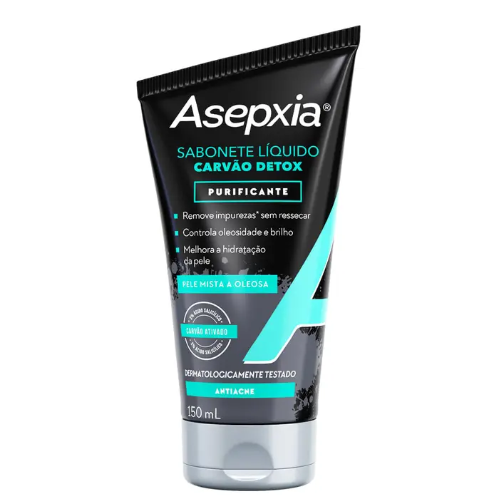 Sabonete Líquido Facial Antiacne Purificante Carvão Detox Asepxia 150ml