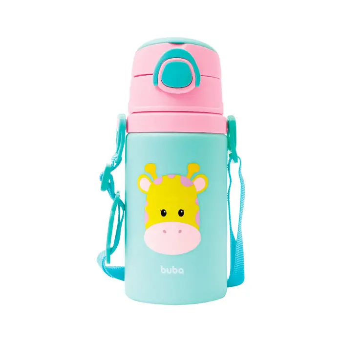 De Aluminio com Canudo Girafa Buba Garrafa 450ml