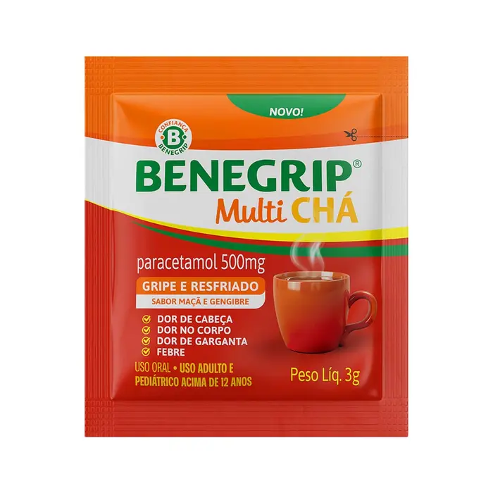 Multi Chá Sabor Maçã e Gengibre Benegrip 0.5g