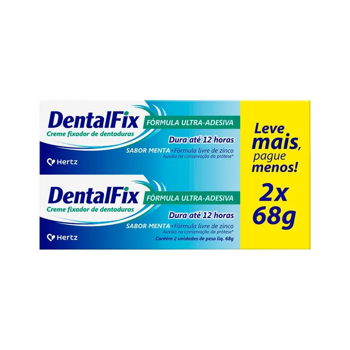 Creme Fixador de Dentadura Sabor Menta com de Dentalfix 2x2un