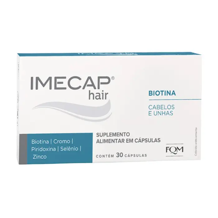 Hair 30 Cápsulas Vitaminas para Cabelos e Unhas com Biotina Imecap