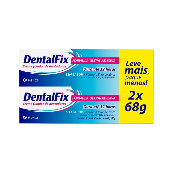Creme Fixador de Dentadura sem Sabor com de Dentalfix 2x2un