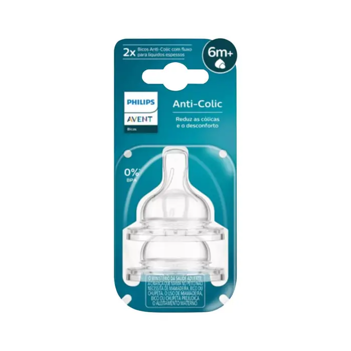 Bico para Mamadeira Avent Anti Colic 6m+ Liquidos Espessos com Philips Avent 2x2un