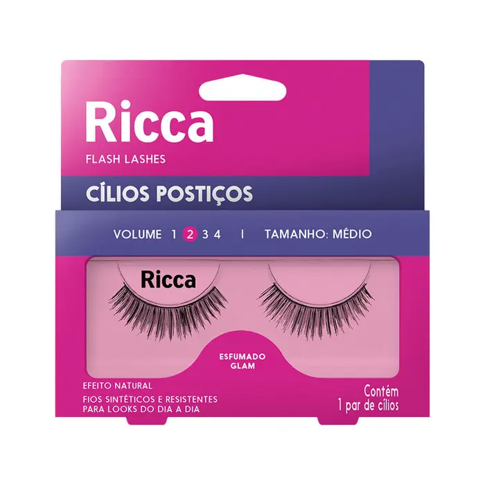 Cilios Posticos Flash Lashes Medio Esfumado Glam Volume 2 Ricca