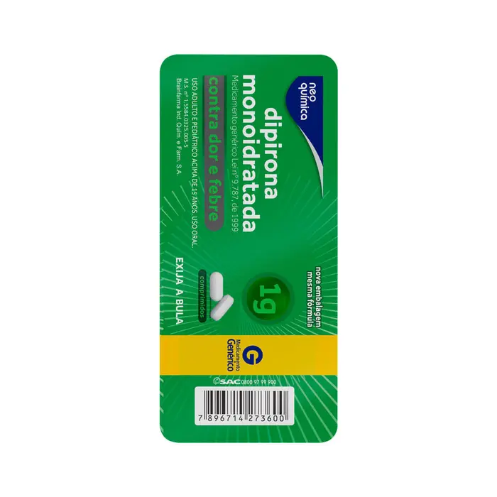 Dipirona Monoidratada Comrpimidos Generico Neo Quimica 4x1g