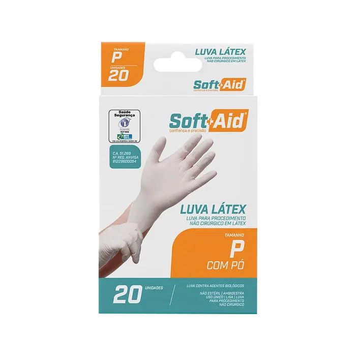 Luva Latex o com Po Soft Aid 20un