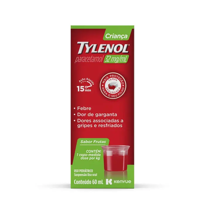 Criança Paracetamol /ml Sabor Frutas com Copo Medida Tylenol 0.032g