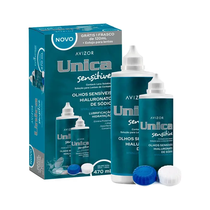 Solucao para Lentes de Contato Unica Sensitive + Estojo Especial Avizor 350ml