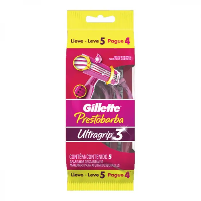 Aparelho Prestobarba 3 Ultragrip Gillette 5x4un