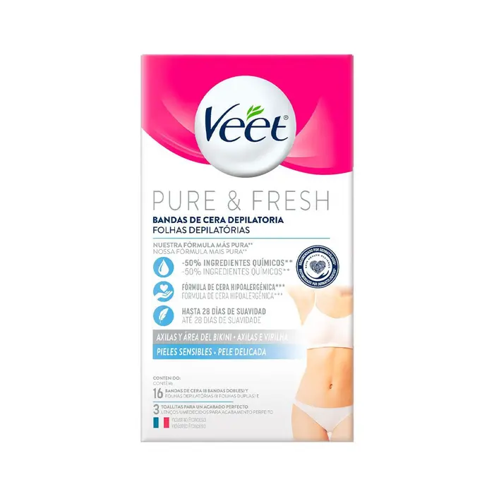 Folhas para Depilacao Pure e Fresh Corpo Pele Delicada Veet