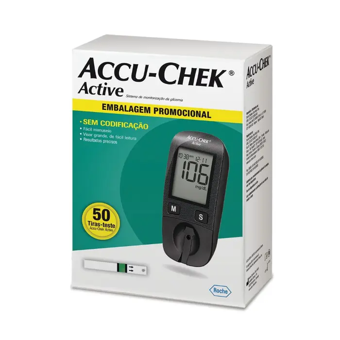 Kit Monitor de Glicemia Active Tiras Accu-Chek