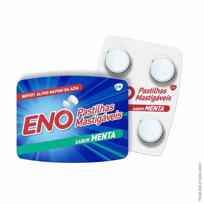 Pastilhas Mastigáveis Sabor Menta, Alívio Rápido Contra Azia, 4 Pastilhas Eno