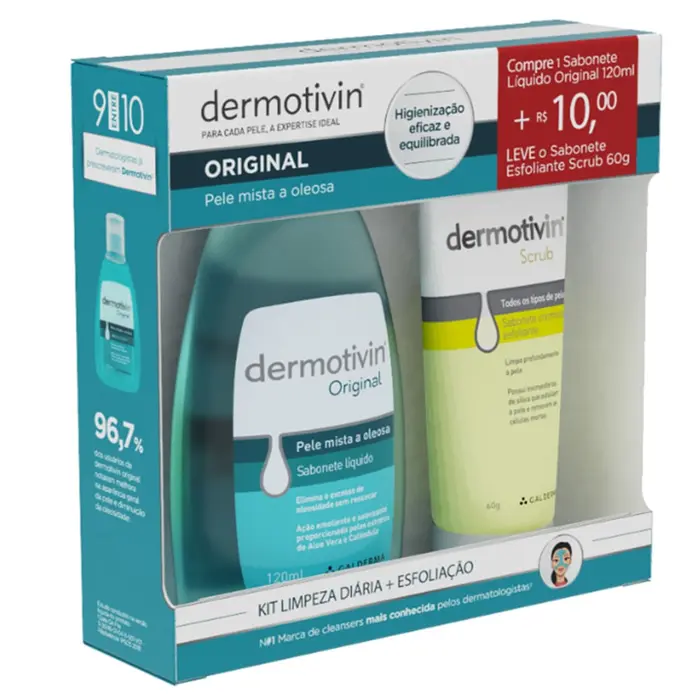 Sabonete Liquido Original+ Scrub Promocional Original Dermotivin 120ml