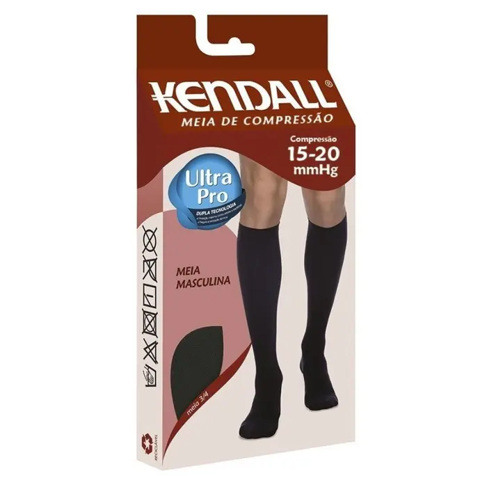 Meia de Compressão Masculina 3/ com Ponteira Preta Kendall 4g