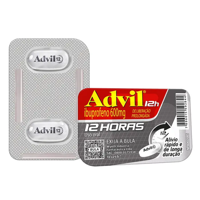 12h Analgésico com Ibuprofeno Alívio da Dor Muscular 2 Comprimidos Advil 0.6g