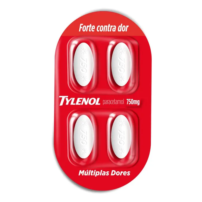 Múltiplas Dores Paracetamol 4 Comprimidos Tylenol 0.75g