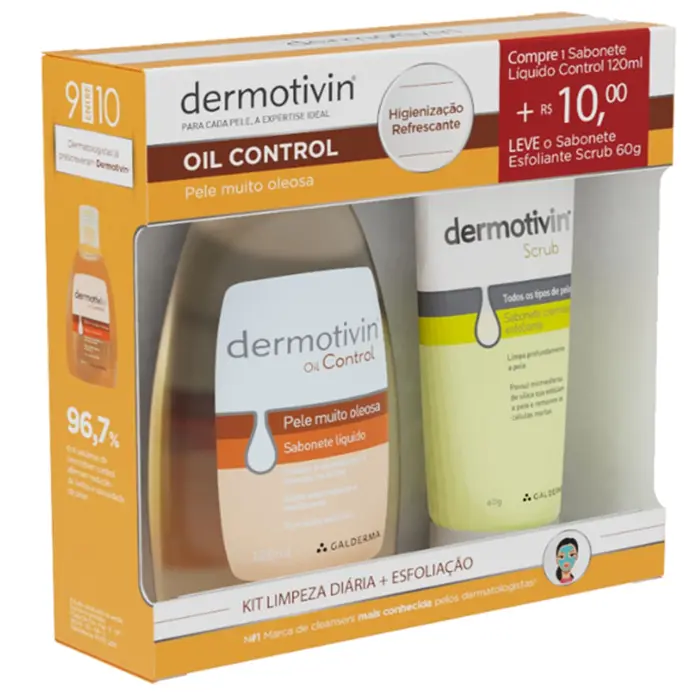 Sabonete Liquido Control+ Sabonete Esfoliante Scrub Promocional Dermotivin 120ml