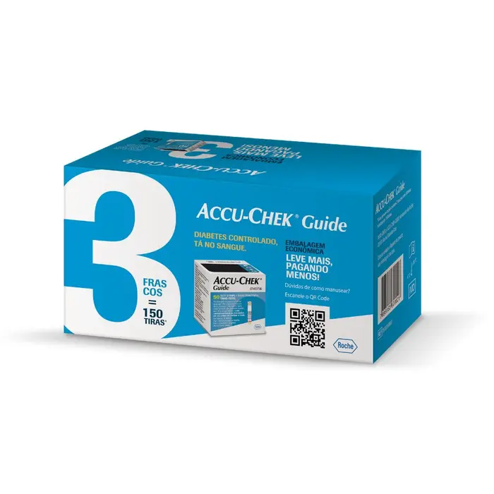 Tira de Teste de Glicose Guide 3 Caixas com Cada Accu-Chek 50x50un