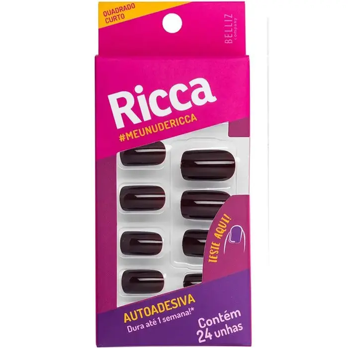 Unhas Autoadesivas Chocolate Ricca 24 Unidades