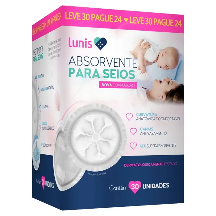 Absorvente para Seios com Lunis 30x30un
