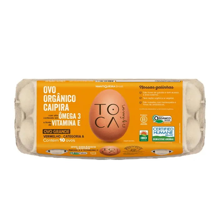 Ovos Caipira Orgânico Grande da Toca C/ Ômega 3 C/ Fazenda 10x10un